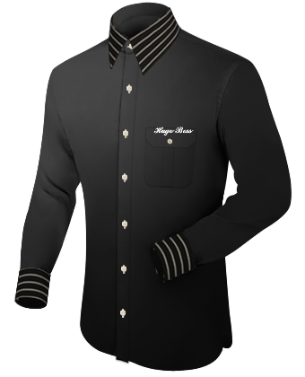 Zwart Overhemd with French Collar 1 Button