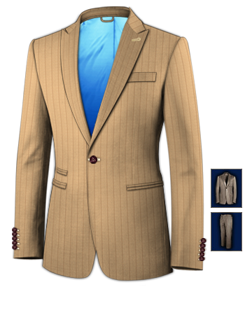 Blauw Kostuum with 1 Button, Single Breasted